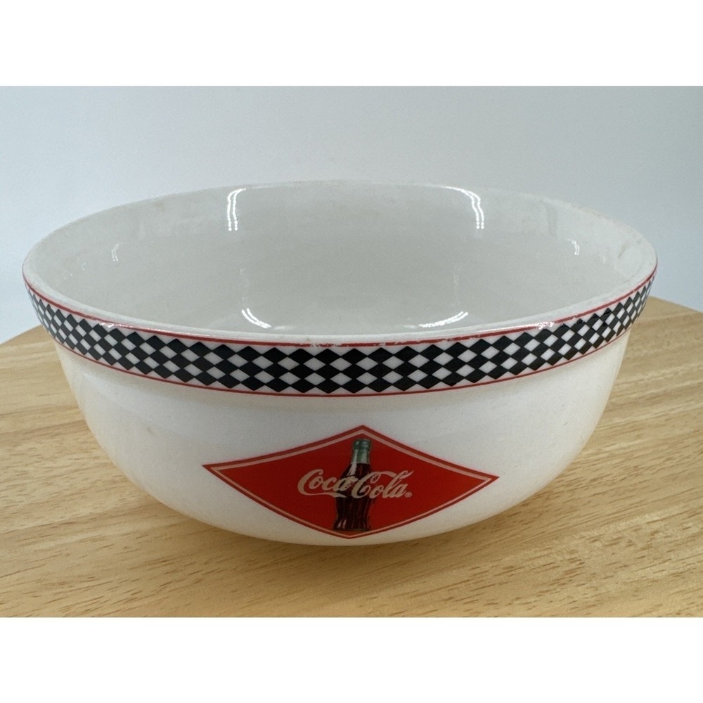 Coca Cola Soup Cereal Bowl - Gibson 2003 Black Checkered Rim 6.25" Coke